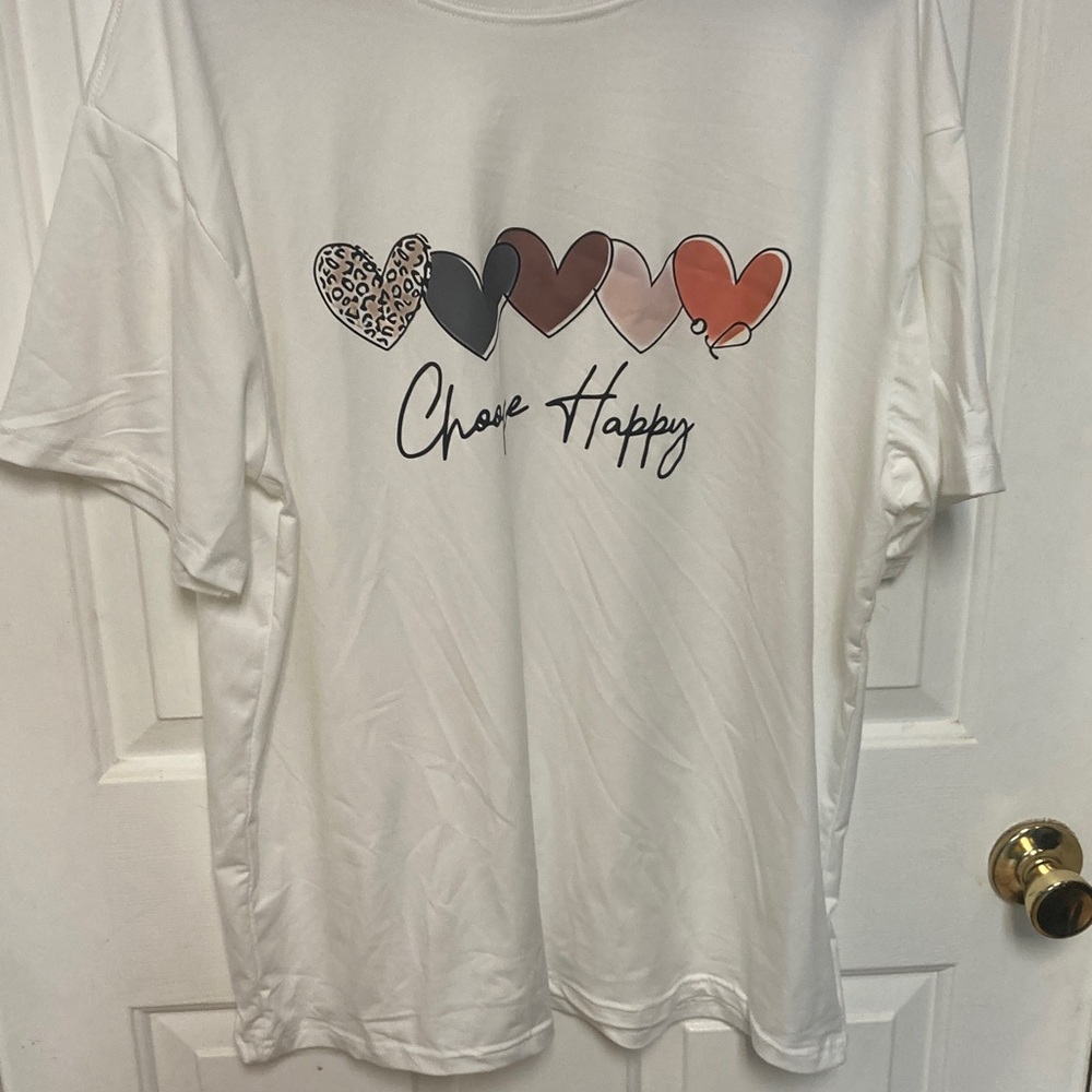 White Graphic Tee with Heart Design